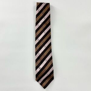 Dormeuil mens blue brown pink Royals‎ stripe 100% silk luxury neck tie EUC